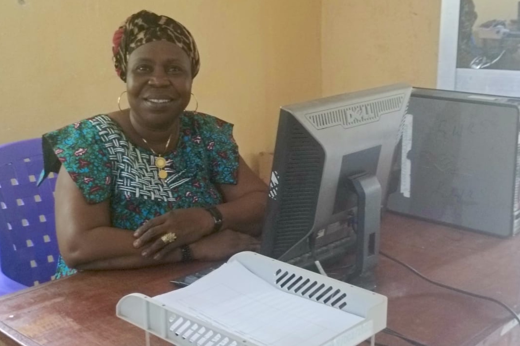 Cheerful African American Woman Making Report